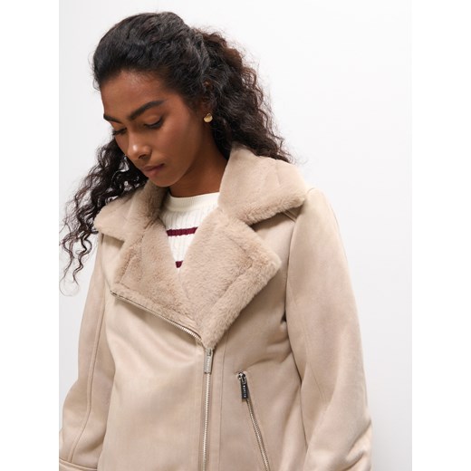 Mohito - Kurtka z futerkiem - beżowy ze sklepu Mohito w kategorii Kurtki damskie - zdjęcie 186659217