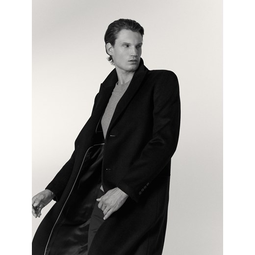 Reserved - Płaszcz z dodatkiem wełny - czarny ze sklepu Reserved w kategorii Płaszcze męskie - zdjęcie 186660716