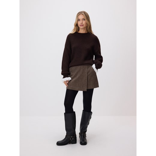 Reserved - Sweter z dodatkiem wełny - ciemnobrązowy ze sklepu Reserved w kategorii Swetry damskie - zdjęcie 186660758
