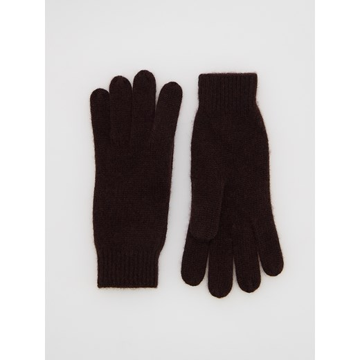 Reserved - Wełniane rękawiczki z kaszmirem - ciemnobrązowy ze sklepu Reserved w kategorii Rękawiczki damskie - zdjęcie 186660766