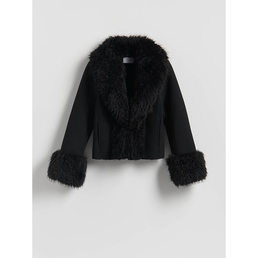 Reserved - Kurtka ze sztucznym futerkiem - czarny Reserved M Reserved