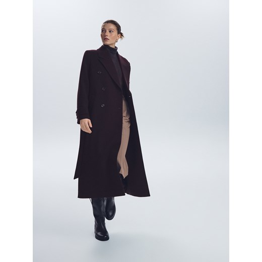 Reserved - Płaszcz z wełną - burgundowy Reserved XS Reserved