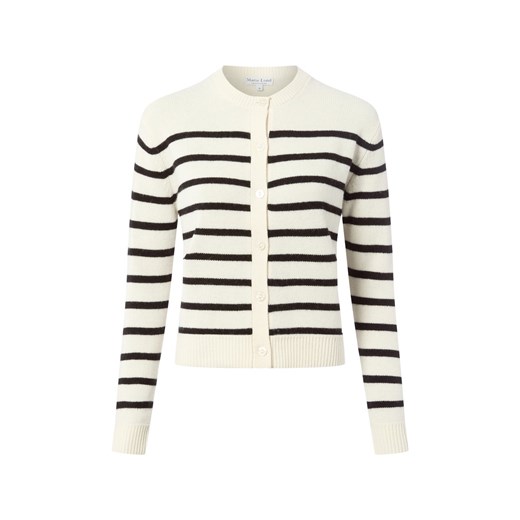 Marie Lund Damski kardigan z wełny merynosów Kobiety Wełna merino écru w paski ze sklepu vangraaf w kategorii Swetry damskie - zdjęcie 186661278