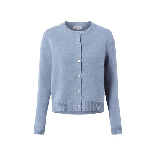 Marie Lund Damski kardigan z wełny merynosów Kobiety drobna dzianina niebieski marmurkowy ze sklepu vangraaf w kategorii Swetry damskie - zdjęcie 186661285