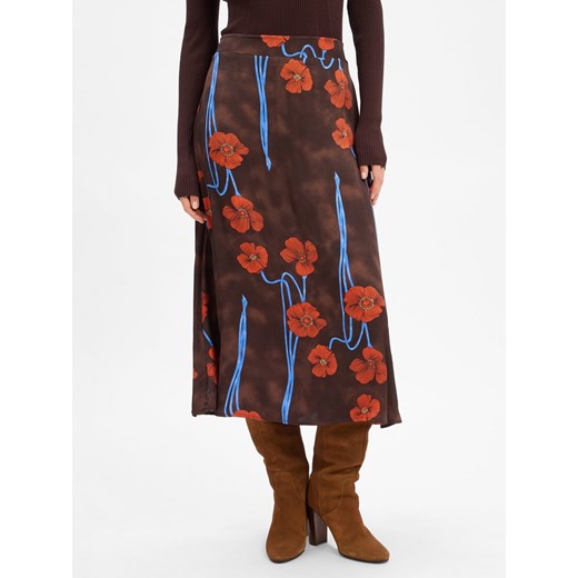 More & More Damska spódnica satynowa Kobiety wiskoza czekoladowy wzorzysty More & More 40 vangraaf