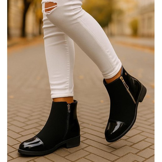 Klasyczne czarne botki damskie ocieplane /A9-2+h2 18327 W400/ ze sklepu Pantofelek24.pl w kategorii Botki - zdjęcie 186661456