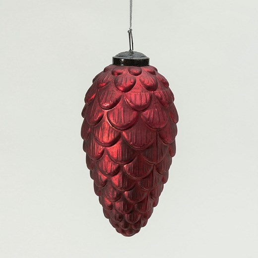 Bombka szklana Pine Red 8x8x15 cm ze sklepu dekoria.pl w kategorii Dekoracje bożonarodzeniowe - zdjęcie 186661777