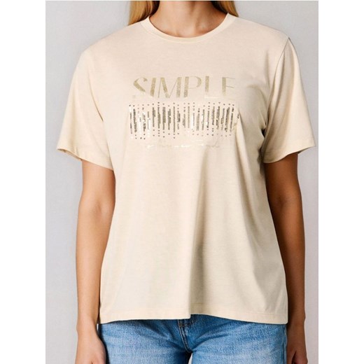 Sinsay - Koszulka z błyszczącą aplikacją - beżowy ze sklepu Sinsay w kategorii Bluzki damskie - zdjęcie 186665468