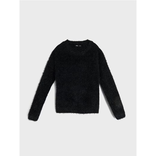 Sinsay - Sweter z futrzanym wykończeniem - czarny ze sklepu Sinsay w kategorii Swetry damskie - zdjęcie 186665487