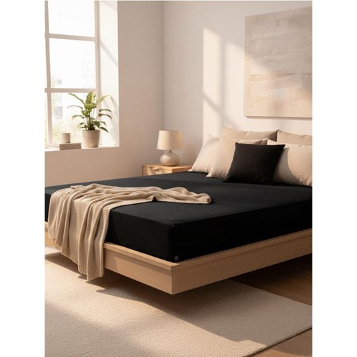 Sinsay - Prześcieradło bawełniane jersey z gumką - czarny ze sklepu Sinsay w kategorii Prześcieradła - zdjęcie 186665667