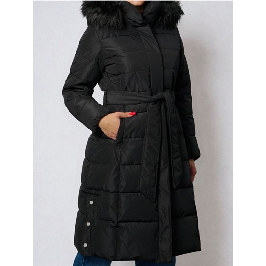 Sinsay - Pikowany płaszcz z kapturem - czarny ze sklepu Sinsay w kategorii Płaszcze damskie - zdjęcie 186665735