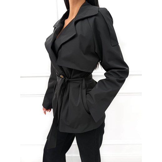 Czarny Krótki Trencz Modnakiecka.pl 42 ModnaKiecka.pl