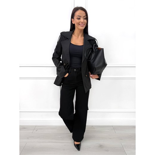 Czarny Krótki Trencz Modnakiecka.pl 46 ModnaKiecka.pl