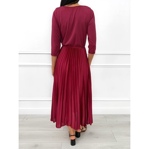 Bordowa Sukienka z Plisowanym Dołem Modnakiecka.pl 38 ModnaKiecka.pl