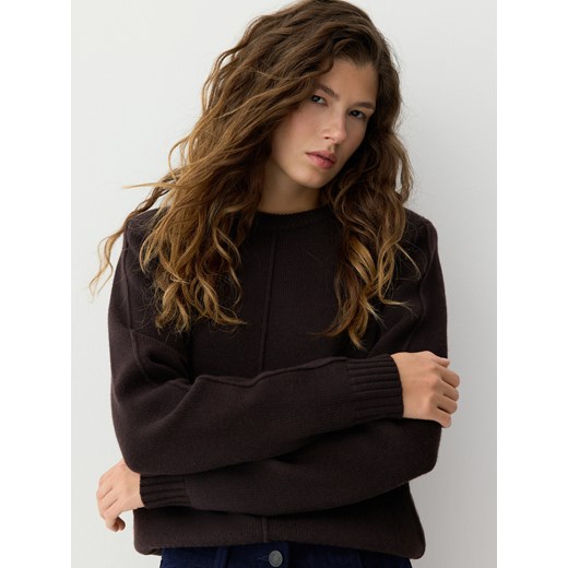 Reserved - Sweter z wełny merino - ciemnobrązowy ze sklepu Reserved w kategorii Swetry damskie - zdjęcie 186668076