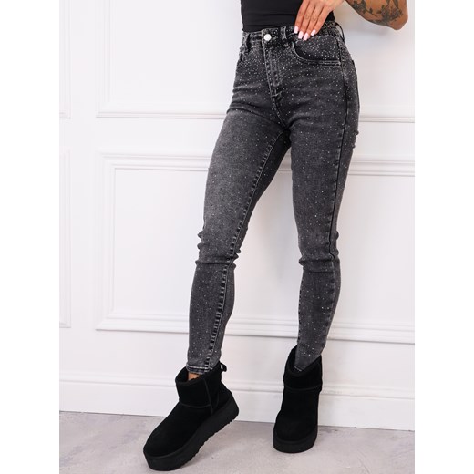 SPODNIE JEANSOWE SKINNY W CYRKONIE- JASNOJEANSOWE ze sklepu olika.com.pl w kategorii Jeansy damskie - zdjęcie 186669388