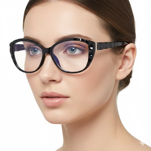 Damskie okulary zerówki z filtrem Blue Light POL-BLF-979K czarne ze sklepu Stylion w kategorii Okulary zerówki damskie - zdjęcie 186669519