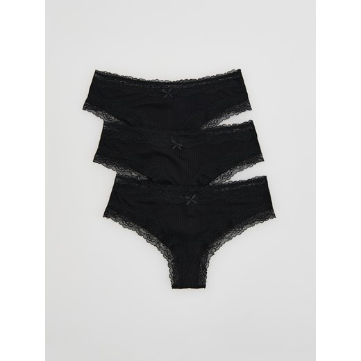 Reserved - Majtki typu hipster 3 pack - czarny ze sklepu Reserved w kategorii Majtki damskie - zdjęcie 186669947