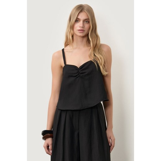 TOP DAMSKI ELLA LINEN BLACK ze sklepu Jemiol w kategorii Bluzki damskie - zdjęcie 186670076