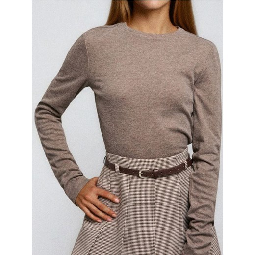 Sinsay - Bluzka z długimi rękawami - brązowy ze sklepu Sinsay w kategorii Bluzki damskie - zdjęcie 186670978