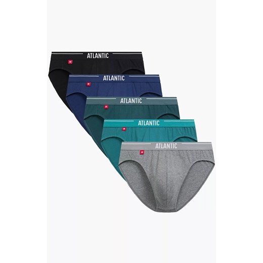 Atlantic 5-pack slipy męskie sport 5SMP-004-NIE/ZIE/CZA/SZM/NIEC, Kolor niebiesko-szary, Rozmiar L, ATLANTIC ze sklepu Intymna w kategorii Majtki męskie - zdjęcie 186671348