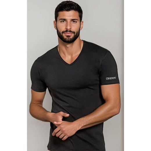 Kappa koszulka męska w serek z krótkim rękawem czarna K1315, Kolor czarny, Rozmiar S, Kappa ze sklepu Intymna w kategorii T-shirty męskie - zdjęcie 186671378