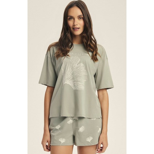 Esotiq krótka piżama damska Cervia 43844-07X, Kolor zielony-wzór, Rozmiar L, Esotiq ze sklepu Intymna w kategorii Piżamy damskie - zdjęcie 186671405