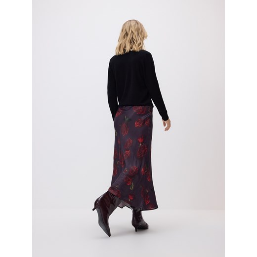 Reserved - Spodnica w róże - ciemnofioletowy Reserved S Reserved