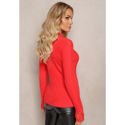 Czerwony Wełniany Golf z Elastycznej Dzianiny Starbana Renee ONE SIZE promocja renee.pl