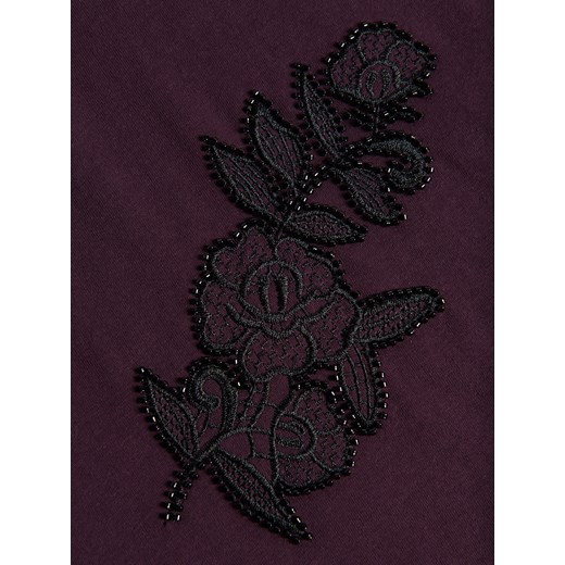 Reserved - T-shirt z aplikacjami - ciemnofioletowy Reserved XL Reserved