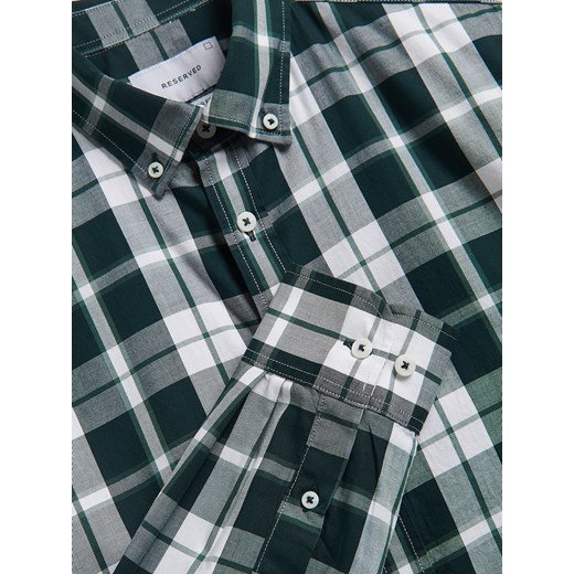 Reserved - Koszula regular fit w kratę - ciemnozielony Reserved XL Reserved