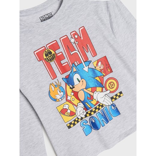 Sinsay - Bawełniana koszulka z nadrukiem Sonic the Hedgehog - szary Sinsay 104 (3-4 l) Sinsay
