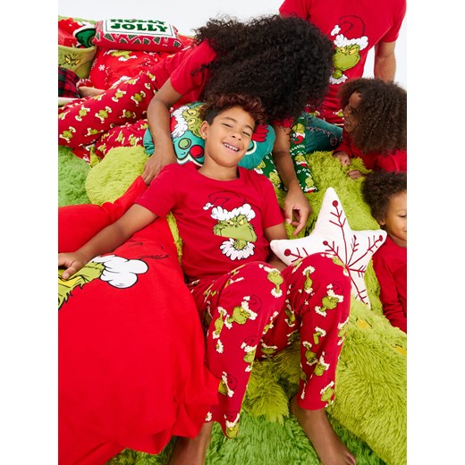 Sinsay - Bawełniana piżama dwuczęściowa z nadrukiem Grinch - czerwony Sinsay 152 (11-12 l) Sinsay
