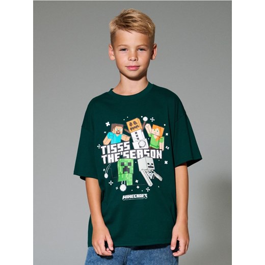 Sinsay - Bawełniana koszulka z nadrukiem Minecraft - zielony - id: 730GJ-96X - marki Sinsay - 186674237 Sinsay - Bawełniana koszulka z nadrukiem Minecraft - zielony ze sklepu Sinsay w kategorii T-shirty chłopięce - zdjęcie 186674237