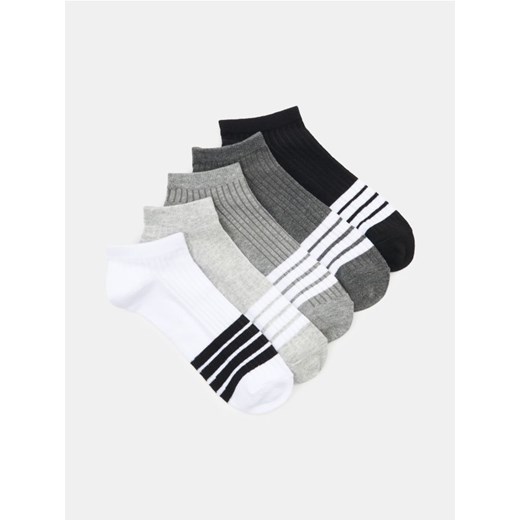 Sinsay - Prążkowane skarpetki stopki 5 pack - szary Sinsay 39/42 Sinsay