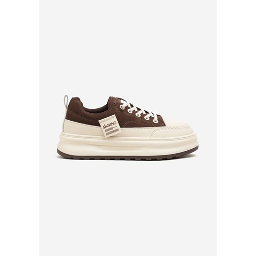 Brązowe Sneakersy na Grubej Podeszwie z Tłoczeniem i Napisami Nalimere 35 born2be.pl
