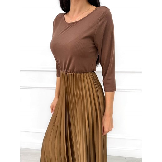 Czekoladowa Sukienka z Plisowanym Dołem Modnakiecka.pl 46 ModnaKiecka.pl