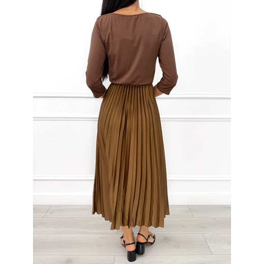 Czekoladowa Sukienka z Plisowanym Dołem Modnakiecka.pl 42 ModnaKiecka.pl