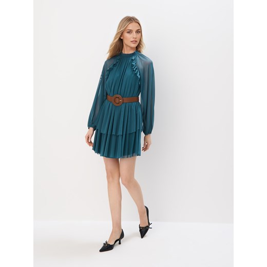 Mohito - Sukienka mini z paskiem - zielony Mohito XS wyprzedaż Mohito