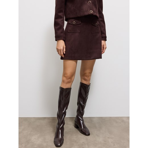 Mohito - Czekoladowa spódnica mini - ciemnobrązowy Mohito 36 Mohito