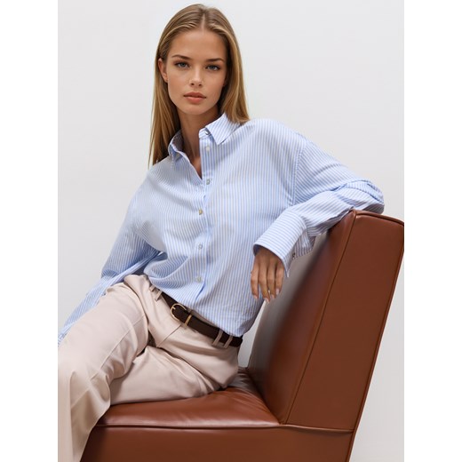 Mohito - Bawełniana koszula - błękitny ze sklepu Mohito w kategorii Koszule damskie - zdjęcie 186677125