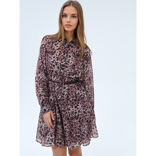 Mohito - Koszulowa sukienka mini z paskiem - beżowy ze sklepu Mohito w kategorii Sukienki - zdjęcie 186677216