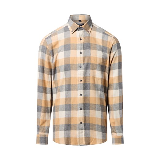 Andrew James Męska koszula flanelowa Mężczyźni Regular Fit Bawełna piaskowy w kratkę ze sklepu vangraaf w kategorii Koszule męskie - zdjęcie 186677275