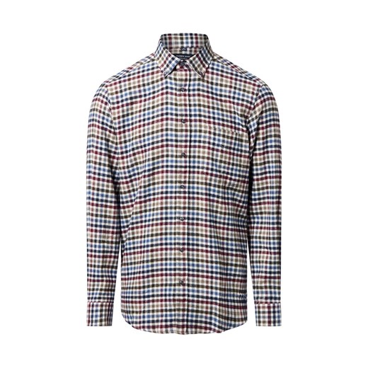 Andrew James Męska koszula flanelowa Mężczyźni Regular Fit Bawełna écru w kratkę ze sklepu vangraaf w kategorii Koszule męskie - zdjęcie 186677276