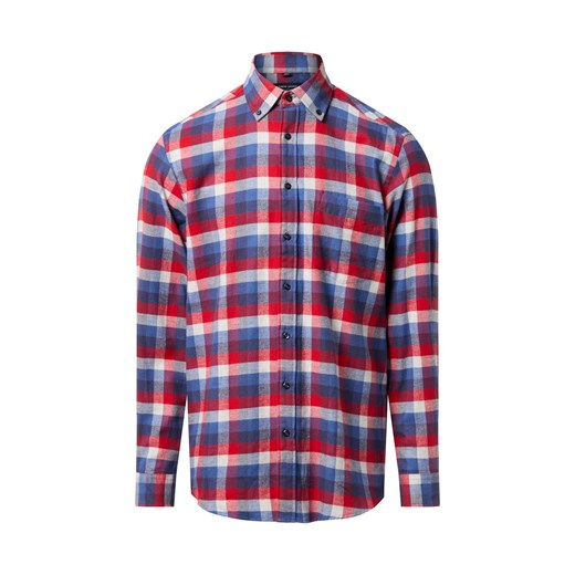 Andrew James Męska koszula flanelowa Mężczyźni Regular Fit Bawełna niebieski w kratkę ze sklepu vangraaf w kategorii Koszule męskie - zdjęcie 186677279