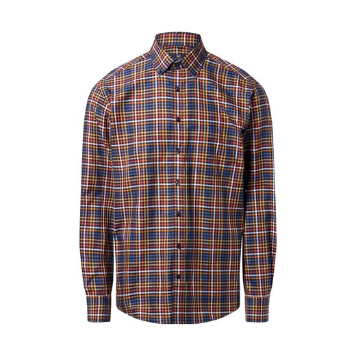 Nils Sundström Męska koszula casual Mężczyźni Regular Fit Bawełna niebieski w kratkę ze sklepu vangraaf w kategorii Koszule męskie - zdjęcie 186677287