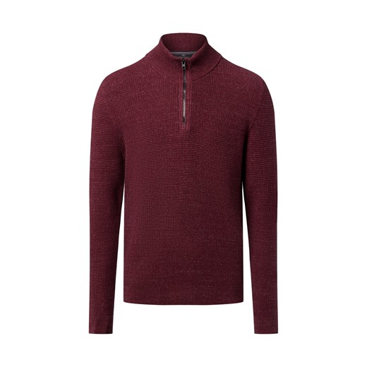 Nils Sundström Męski sweter z dzianiny Mężczyźni Bawełna bordowy wypukły wzór tkaniny ze sklepu vangraaf w kategorii Swetry męskie - zdjęcie 186677296