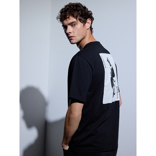 Reserved - T-shirt relaxed z nadrukiem na plecach - czarny ze sklepu Reserved w kategorii T-shirty męskie - zdjęcie 186678148