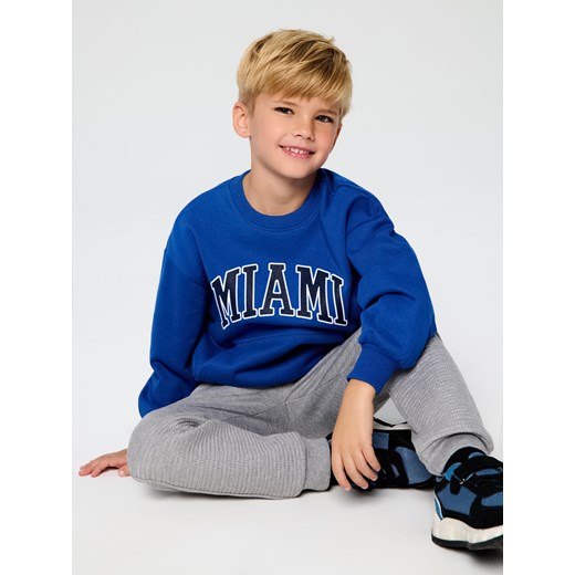 Sinsay - Bluza crewneck z napisem - niebieski Sinsay 140 (9-10 l) Sinsay