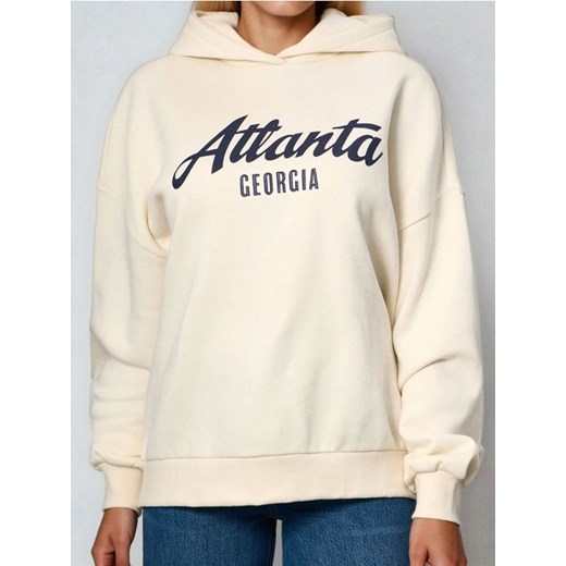 Sinsay - Bluza hoodie w stylu akademickim - kremowy ze sklepu Sinsay w kategorii Bluzy damskie - zdjęcie 186679465